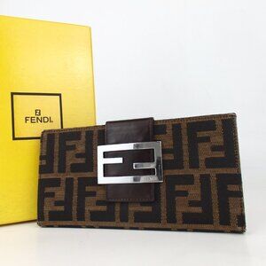 Authentic FENDI 2400-31133-018 Zucca purse Nylon jacquard/leather [Used]